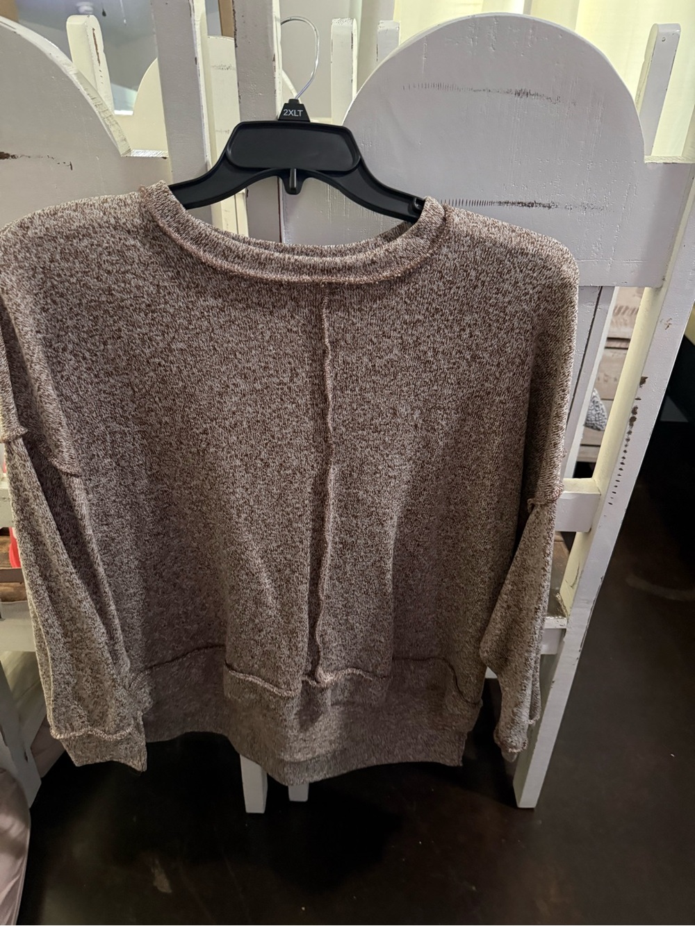 Zenana Outfitters Brown Marled Crewneck Sweater